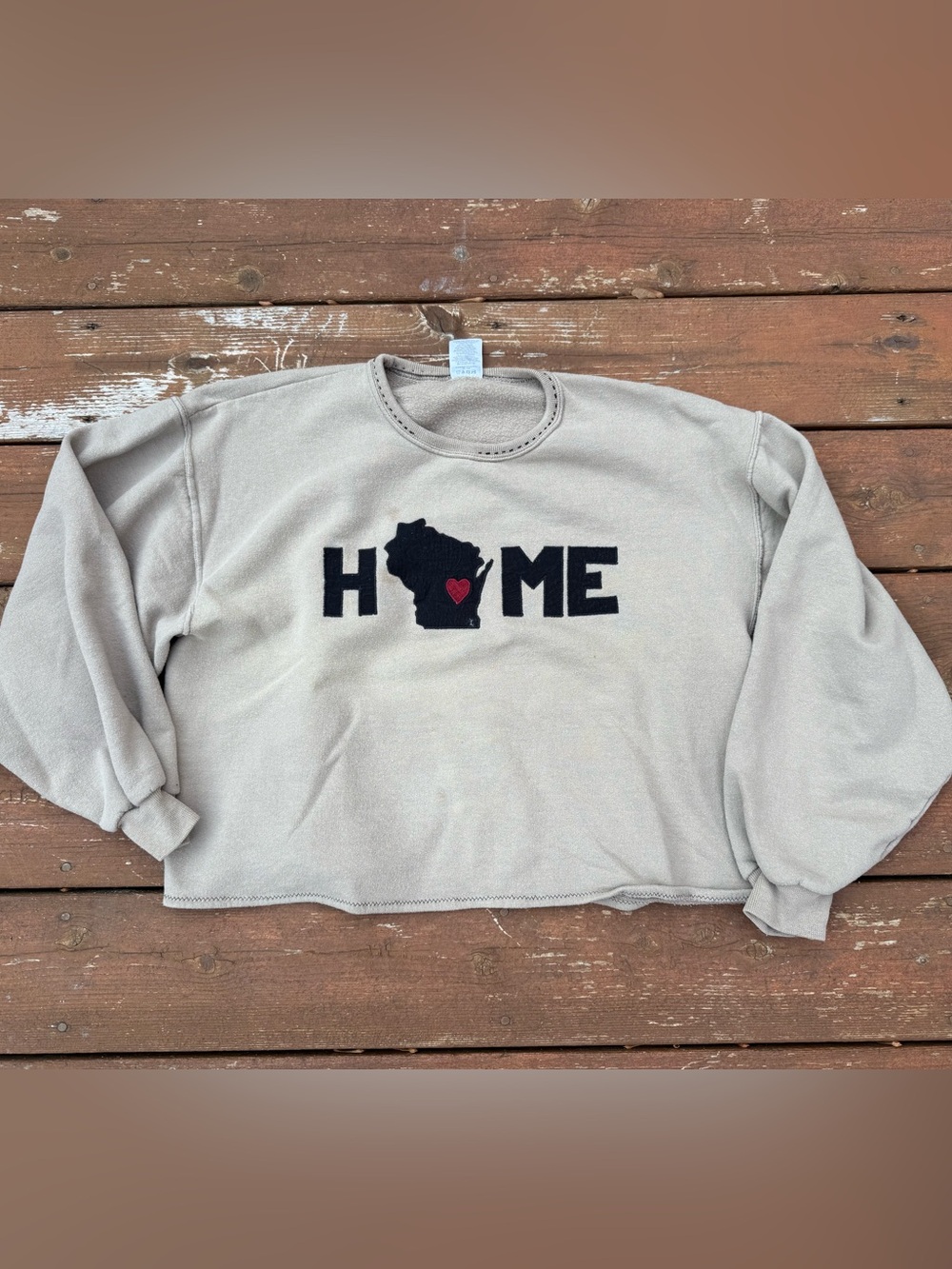 Jerzees Wisconsin HOME Crewneck - Unisex Medium - Oatmeal - Midwest